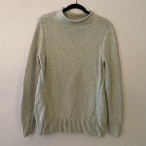 Karen Scott Gray Roll Neck Knit Sweater Mockneck Cotton Preppy Women's Medium